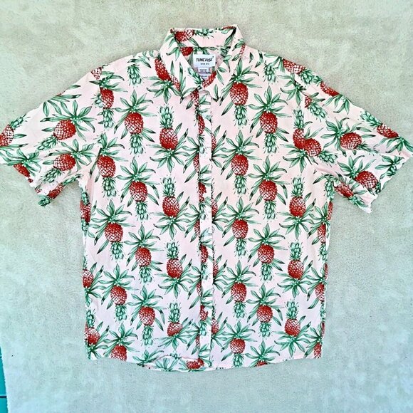 Tunevuse Funky Pink Party Pineapple Print Shirt Hawaiian Mens XL Regular - Picture 1 of 6